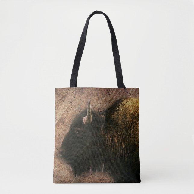 Wood Bison Buffalo Tygkasse (Framsida)