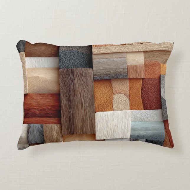 Wood Block Art Accent Throw Pillow Prydnadskudde (Framsidan)