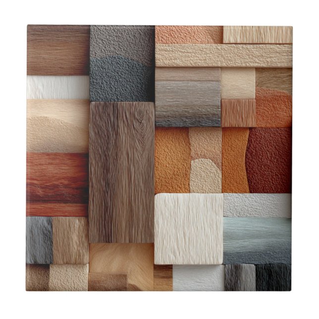 Wood Block Art Ceramic Tile Kakelplatta (Framsidan)