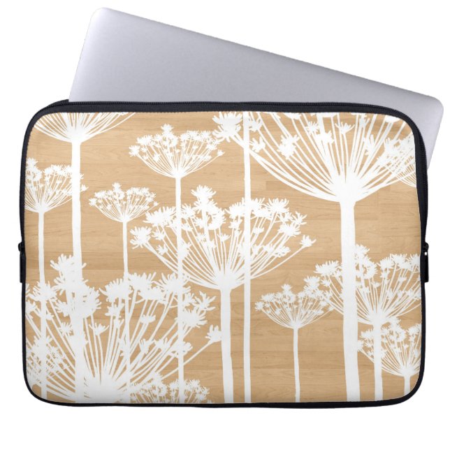 Wood blommönster för bakgrundswishblommor laptop fodral (Framsidan)