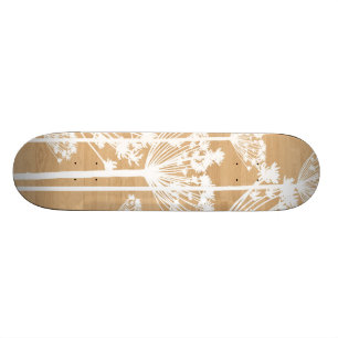 Wood blommönster för bakgrundswishblommor skateboard bräda 20,5 cm