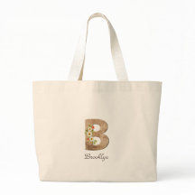 Wood brev B-blommonogram pension Tote Bag