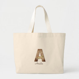 Wood brev-blommonogram pension Tote Bag Jumbo Tygkasse