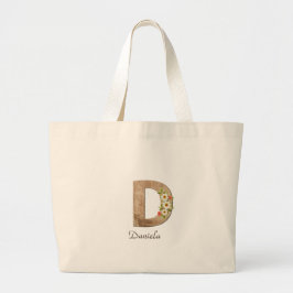 Wood brev D-blommonogram pension Tote Bag Jumbo Tygkasse
