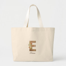 Wood brev E blommonogram pension Tote Bag Jumbo Tygkasse
