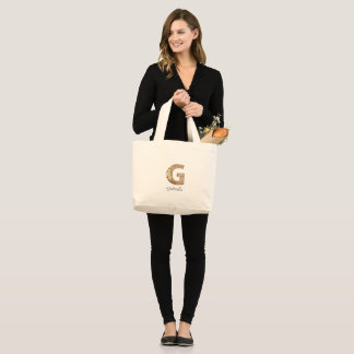 Wood brev G-blommonogram pension Tote Bag Jumbo Tygkasse