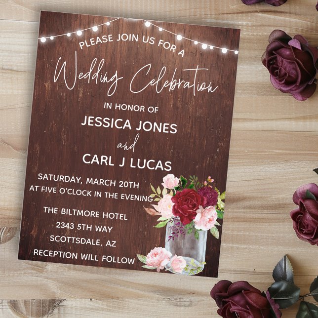 Wood Burgundy  Rosa ros Mason Burk Ljus Inv. Flygblad (Skapare uppladdad)