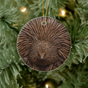 Wood Carved Australian Echidna Julgransprydnad Keramik