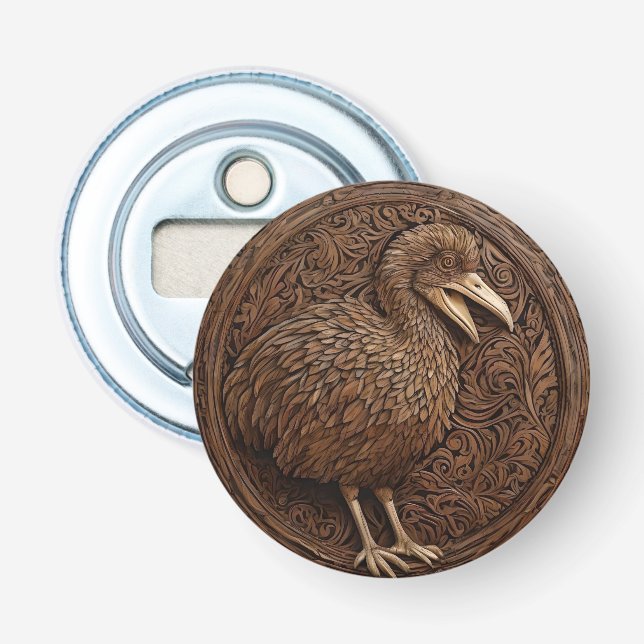 Wood Carved New Zealand Dodo Bird Flasköppnare (Framsidan)