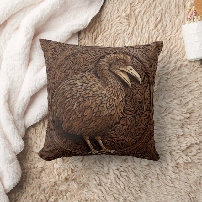 Wood Carved New Zealand Dodo Bird Kudde (Filt)