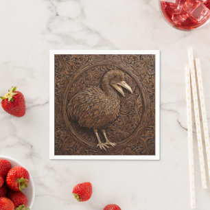 Wood Carved New Zealand Dodo Bird Pappersservett