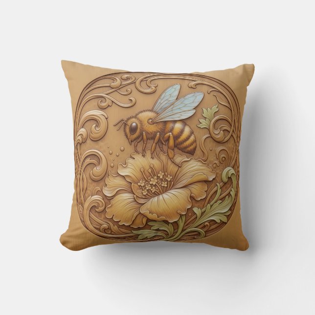 Wood carving effect Throw Cushion Kudde (Framsida)