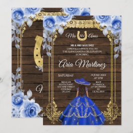 Wood Charro - Navy Ro Princess Mis Quince Inbjudningar