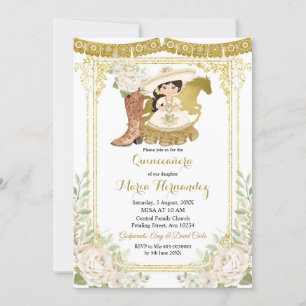 Wood Charro White Charra Quinceanera-inbjudan Inbjudningar