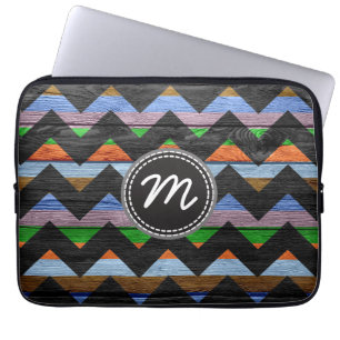 Wood chevron mönster laptop fodral