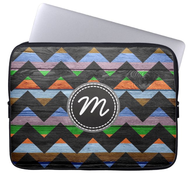 Wood chevron mönster laptop fodral (Framsidan)
