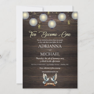 Wood Christian Religious Wedding Invitation Inbjudningar