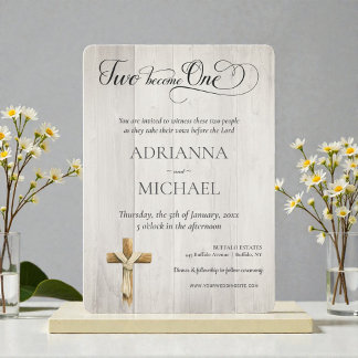 Wood Christian Two Become One Inbjudningar