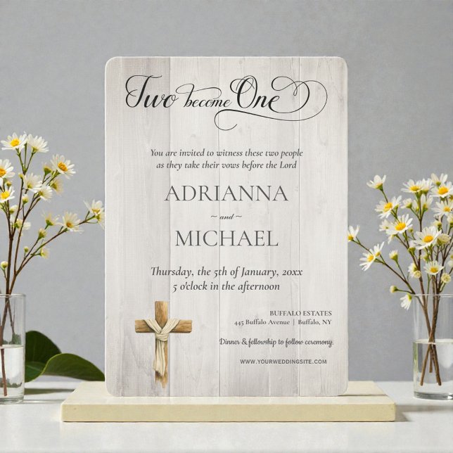 Wood Christian Two Become One Inbjudningar (Skapare uppladdad)