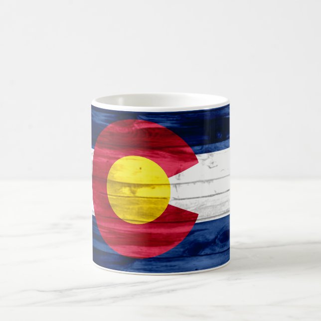 Wood Colorado flagga rustic-kaffe mugg kopp (Center)