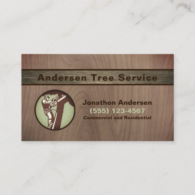 Wood Design Träd Trimming Landscaping Service Visitkort (Framsida)