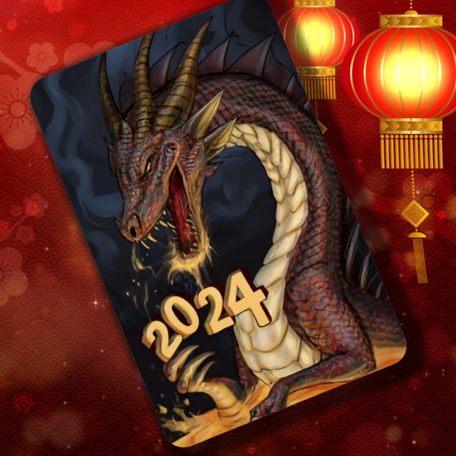 Wood Dragon 2024 Kinesiskt nyårslånga Magnet (Skapare uppladdad)