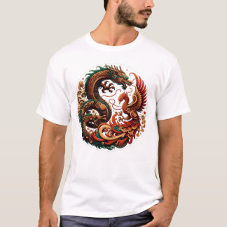 Wood Dragon och Phoenix T Shirt