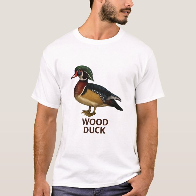 Wood Duck T-Shirt: Waterfowl Bird Design  T Shirt (Framsida)