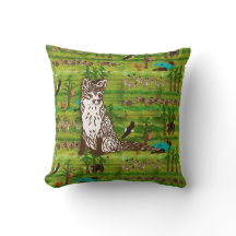 Wood emblemlandskap kudder med räven