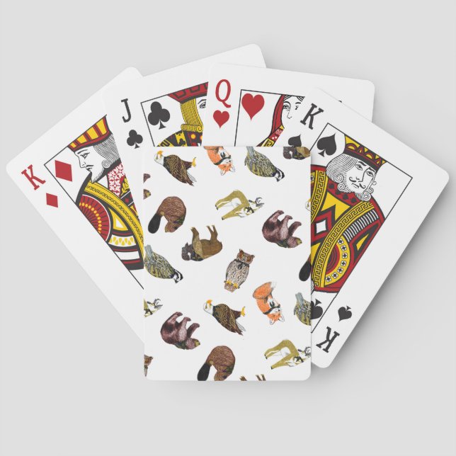 Wood emblemnötkreatur som leker kort spelkort (Baksidan)