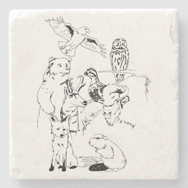Wood emblemnötkreatur underlägg sten (Framsidan)
