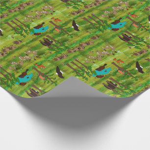 Wood emblemnötkreaturlandskap presentpapper