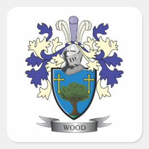 Wood familjvapensköldvapensköld fyrkantigt klistermärke