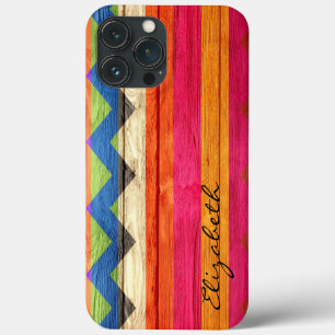 Wood Färgad Chevron Rand Vintage