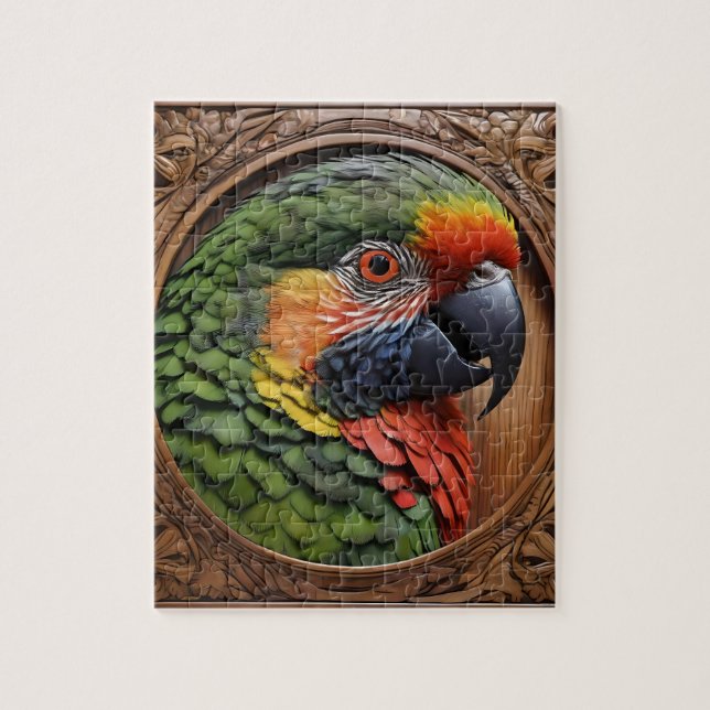 Wood Framed Australian Rainbow Lorikeet Pussel (Vertikal)