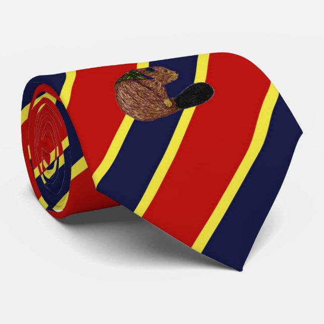 Wood görad randig klänningTie för emblem bäver Slips (Rullad)