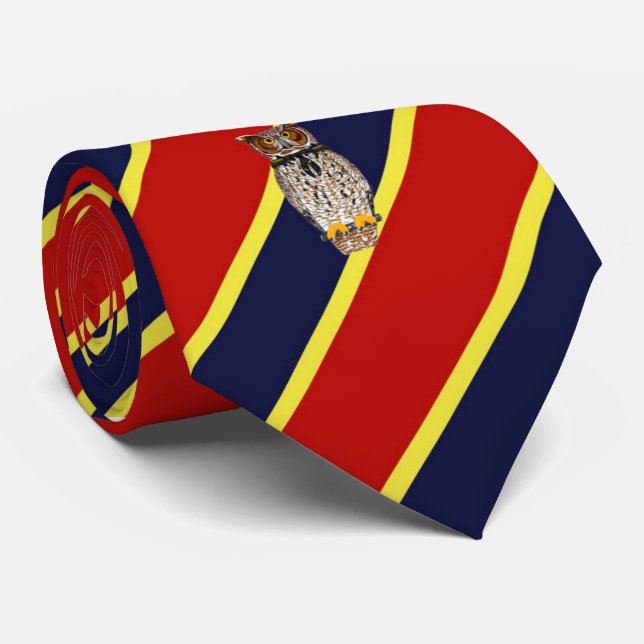 Wood görad randig klänningTie för emblem uggla Slips (Rullad)