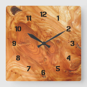 Wood Grain Fyrkantig Klocka