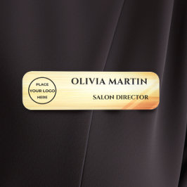 Wood-grain Gold-2 Magnetic Name Badge Namnbricka
