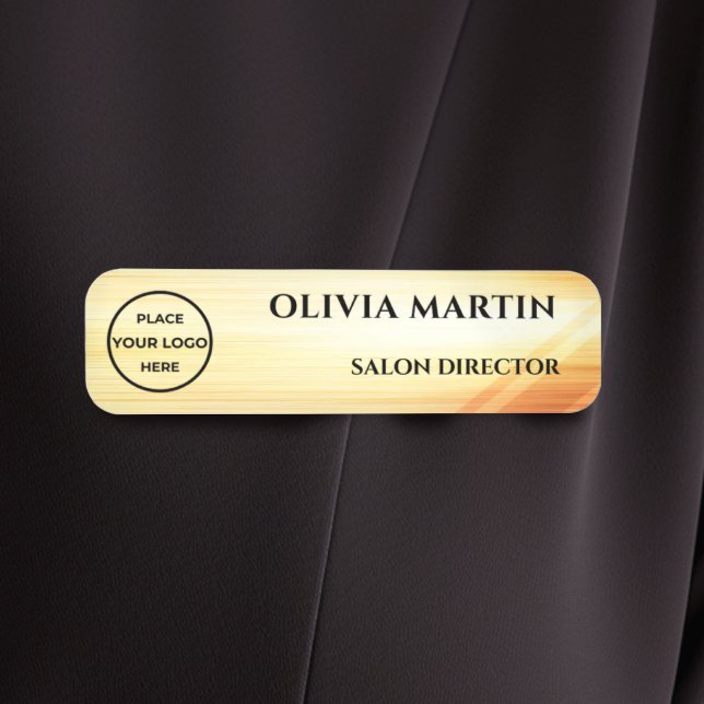 Wood-grain Gold-2 Magnetic Name Badge Namnbricka (Skapare uppladdad)