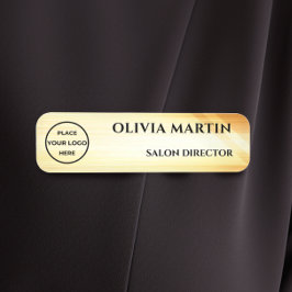 Wood-grain Gold-3 Magnetic Name Badge Namnbricka