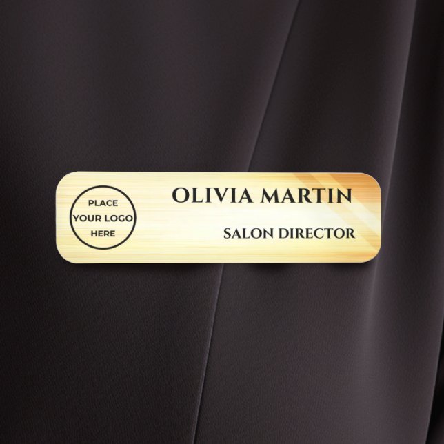 Wood-grain Gold-3 Magnetic Name Badge Namnbricka (Skapare uppladdad)