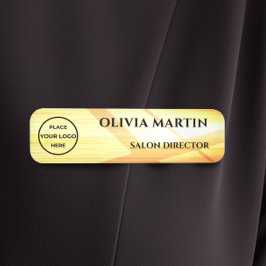 Wood-grain Gold-4 Magnetic Name Badge Namnbricka