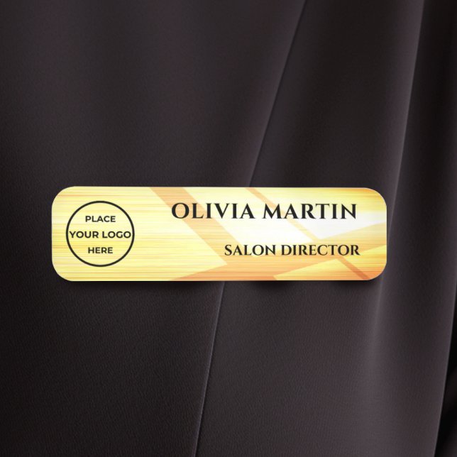 Wood-grain Gold-4 Magnetic Name Badge Namnbricka (Skapare uppladdad)