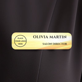 Wood-grain Gold Magnetic Name Badge Namnbricka