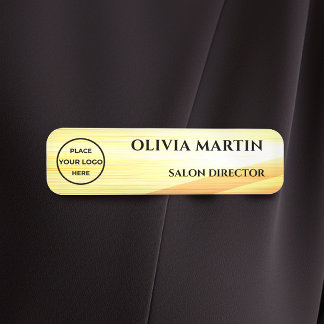 Wood-grain Gold Magnetic Name Badge Namnbricka