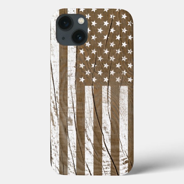 Wood Grain Grunge American Flagga (Baksida)