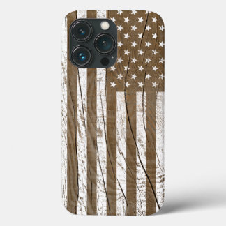 Wood Grain Grunge American Flagga