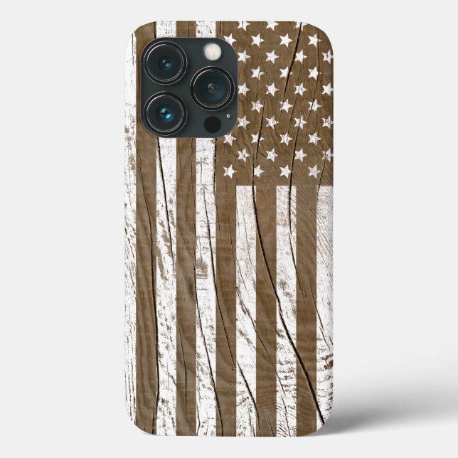 Wood Grain Grunge American Flagga (Baksida)