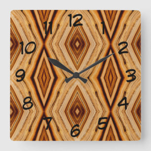 Wood Grain Mönster Fyrkantig Klocka